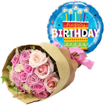 lower Shop Japan – Pink Roses with Mylar Balloon