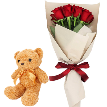 Gift Delivery Tokyo - Red Roses with Bear