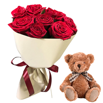 Gift Delivery Japan - Red Roses with Bear