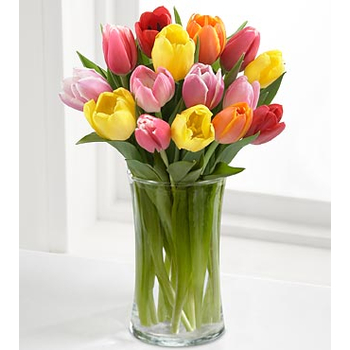 12 Mix Tulips Vase - Send Flowers Japan Online
