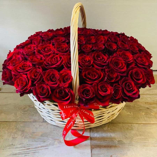 48 Pieces Red Roses Basket - Japan Flower Shop