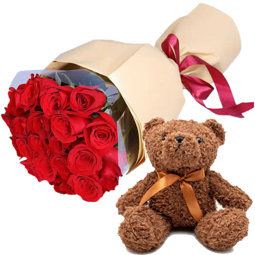 Japan Flower Shop Delivery - Roses with Bear