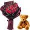 1 Dozen Red Roses with Small Bear - Japan Gift Shop