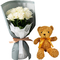 Send Gifts to Japan - White Roses with Bear
