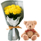 Japan Florist Shop - Yellow Roses with Teddy Bear